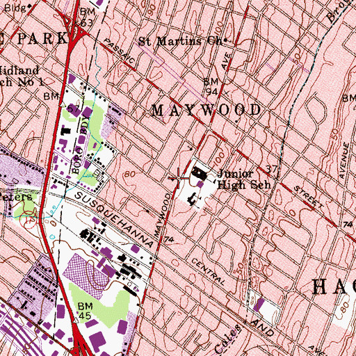Topographic Map of First Presbyterian Church, NJ