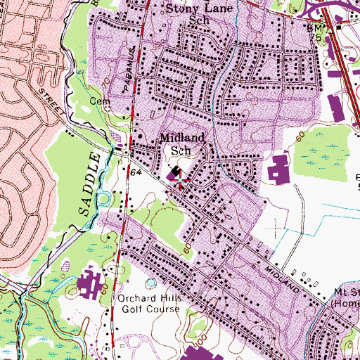 Topographic Map of Charles E Reid Branch Paramus Public Library, NJ