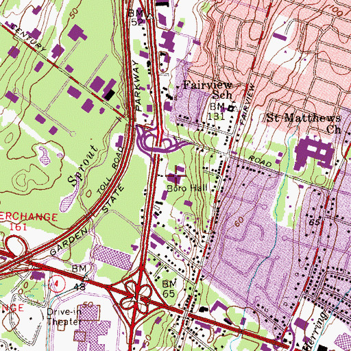 Topographic Map of Paramus Municipal Building, NJ