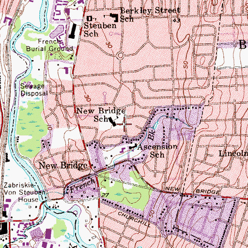 Topographic Map of New Milford Public Library, NJ