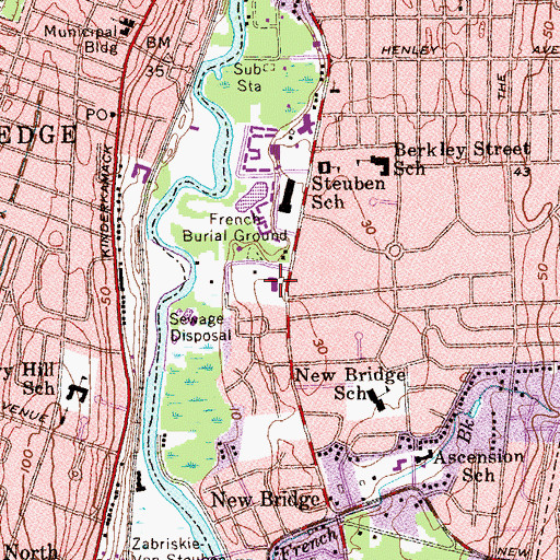 Topographic Map of New Milford Boro Hall, NJ