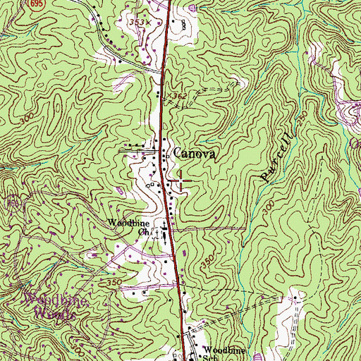 Topographic Map of Woodbine Baptist Christian School, VA