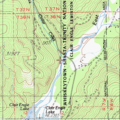 Topographic Map of Cedar Creek, CA