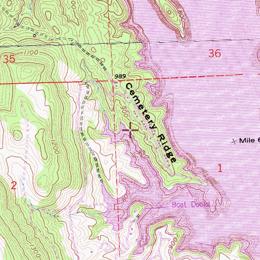 Topographic Map of Cemetery Ridge, CA