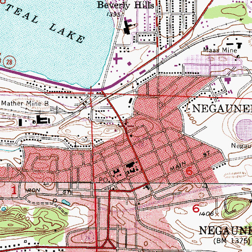 Topographic Map of Calvary Church of Negaunee, MI