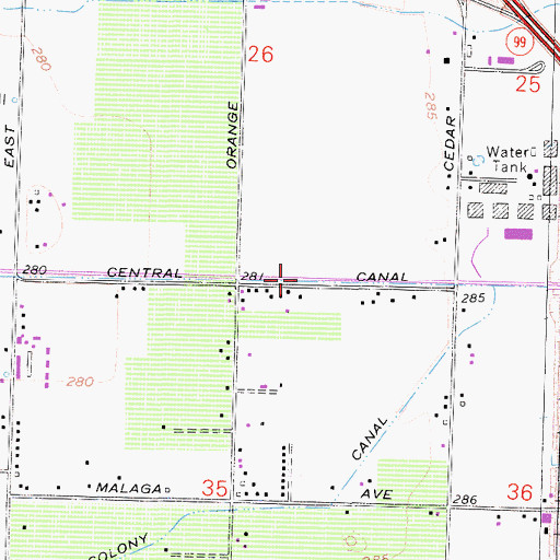 Topographic Map of Central Canal, CA