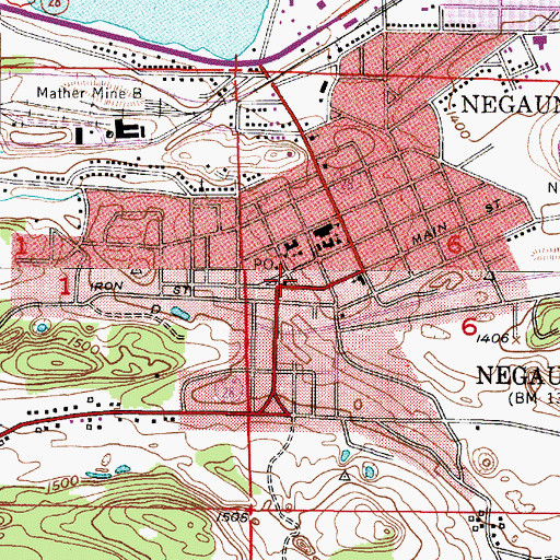 Topographic Map of Negaunee Police Department, MI