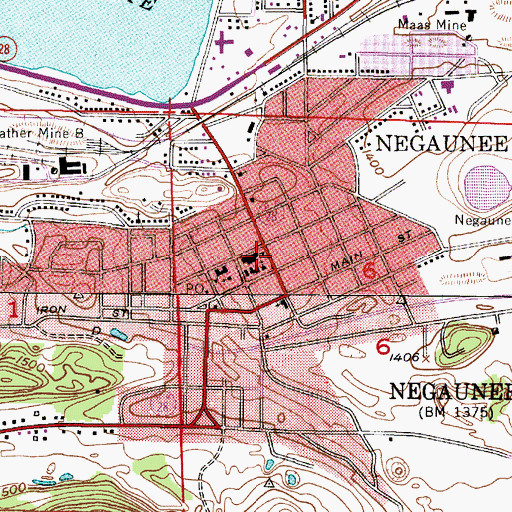 Topographic Map of Negaunee Middle School, MI