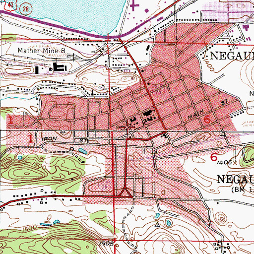 Topographic Map of Negaunee Post Office, MI