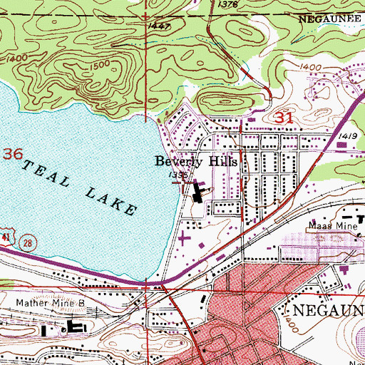Topographic Map of Teal Lake Beach, MI
