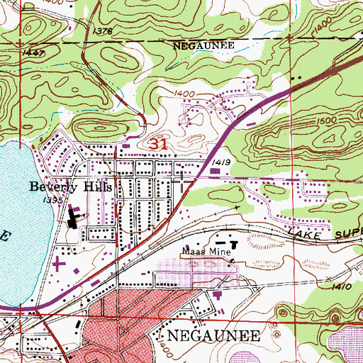 Topographic Map of Miners Park, MI