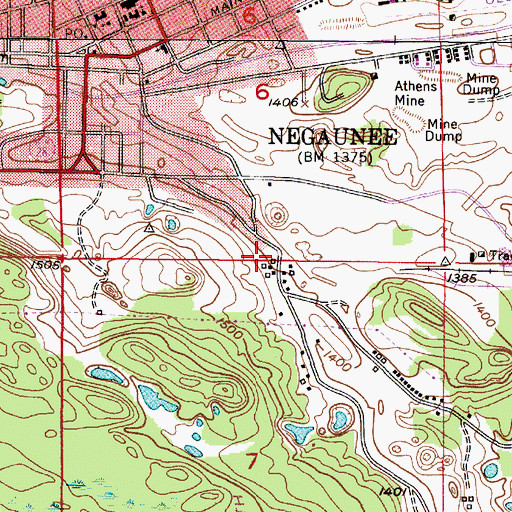 Topographic Map of Lucy Hill Naturbahn Luge Track, MI