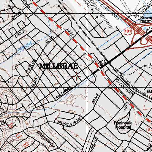 Topographic Map of English As a Second Language Institute, CA