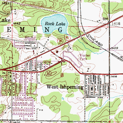Topographic Map of Hope Free Evangelical Lutheran Church, MI
