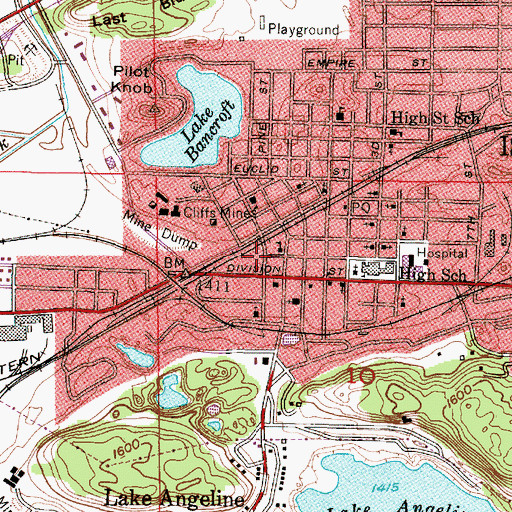 Topographic Map of Ishpeming Volunteer Fire Department, MI