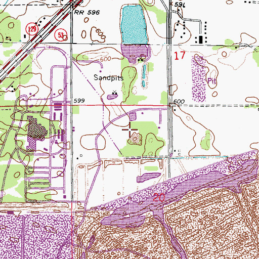 Topographic Map of Joliet And Aurora Number 1 Mine, IL