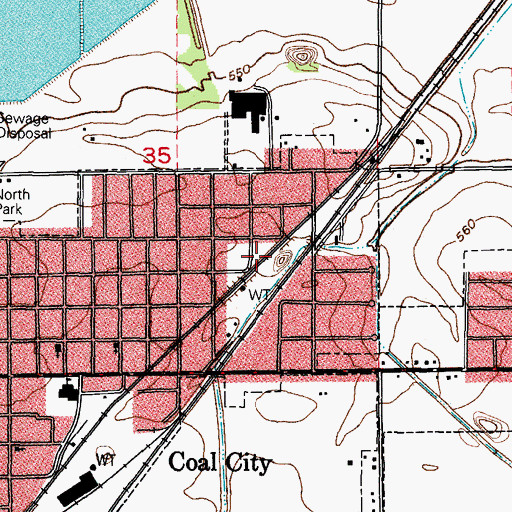 Topographic Map of Big Four Wilmington Number 1 Mine, IL