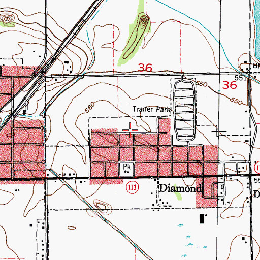 Topographic Map of Diamond Number 2 Mine, IL