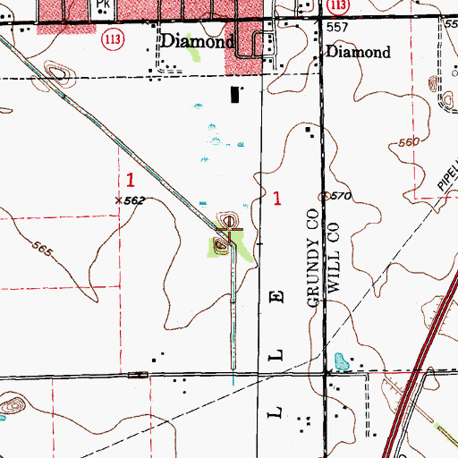 Topographic Map of Diamond Number 3 Mine, IL