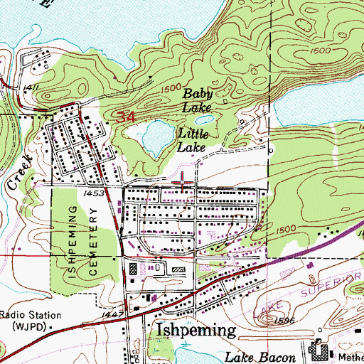 Topographic Map of Birchview Elementary School, MI