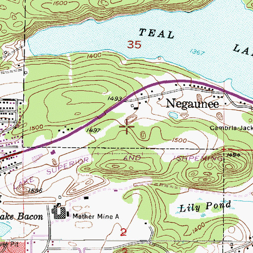 Topographic Map of Teal Lake Medical Center, MI