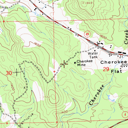 Topographic Map of Cherokee Mine, CA