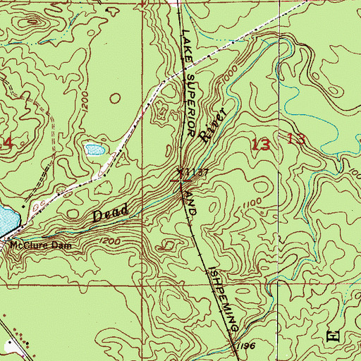 Topographic Map of Trestle Falls, MI