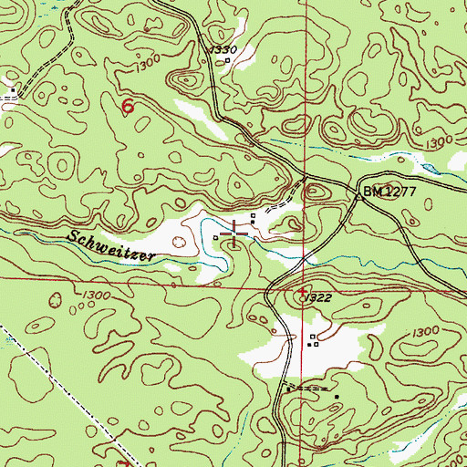 Topographic Map of Schweitzer Falls, MI