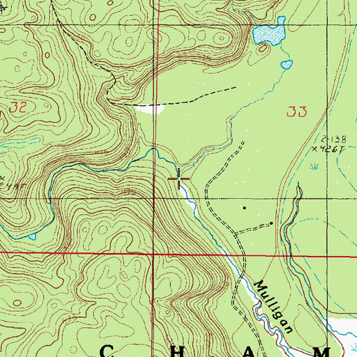 Topographic Map of Mulligan Falls, MI