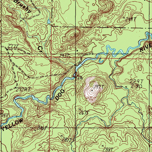 Topographic Map of Bushy Creek Falls, MI