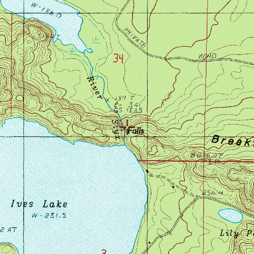 Topographic Map of Eighty Foot Falls, MI