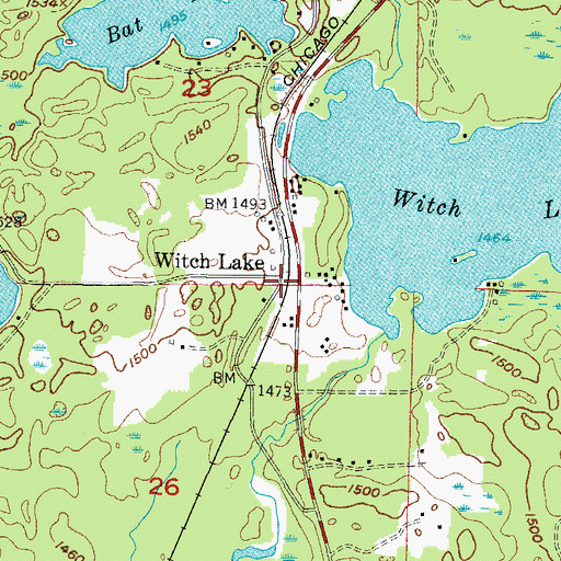 Topographic Map of Witch Lake Post Office (historical), MI