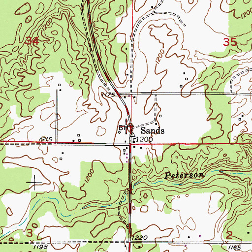 Topographic Map of Sands Post Office (historical), MI