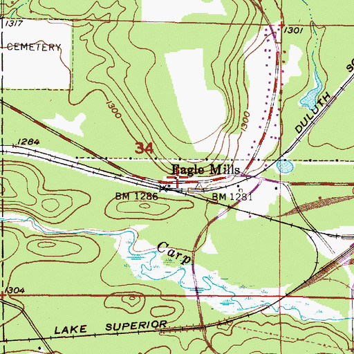 Topographic Map of Eagle Mills Station, MI