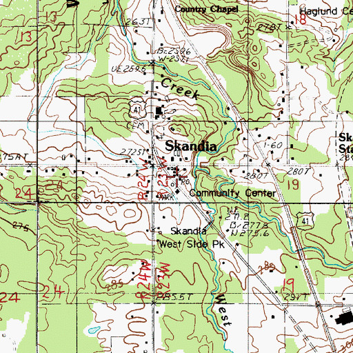 Topographic Map of Skandia Post Office, MI