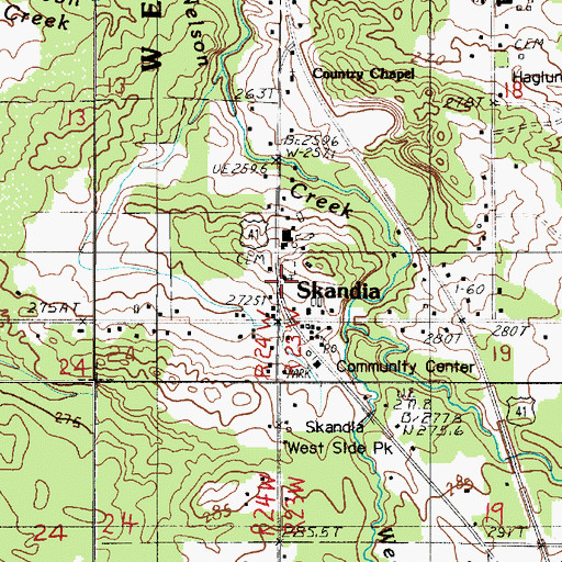 Topographic Map of Skandia United Methodist Church, MI