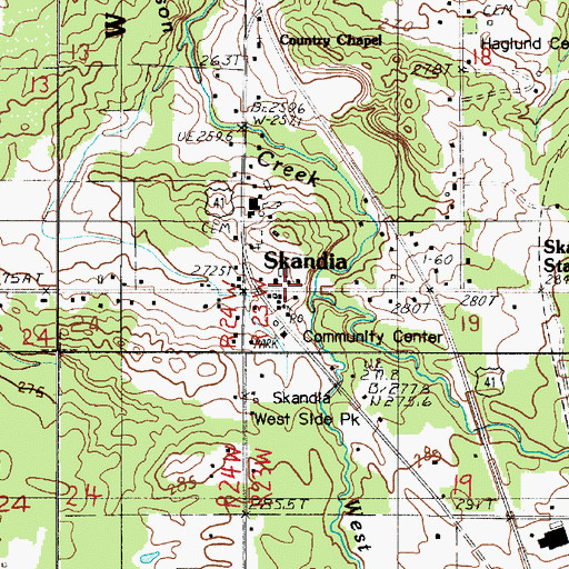 Topographic Map of Skandia Emergency Services, MI