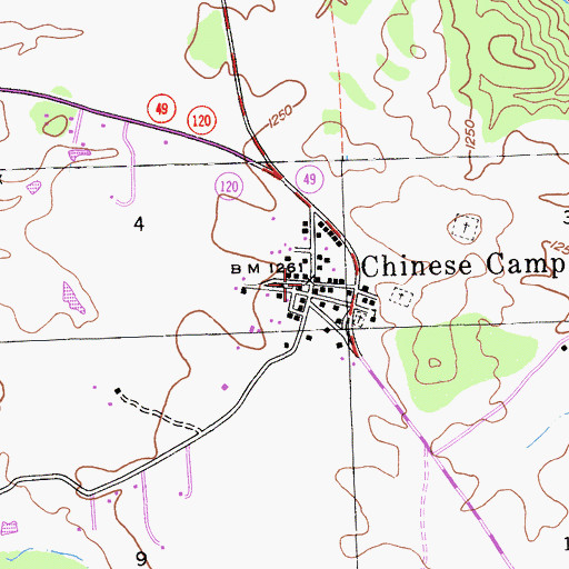 Topographic Map of Chinese Camp, CA