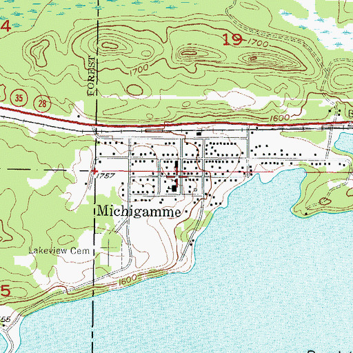 Topographic Map of Church in the Wildwood, MI