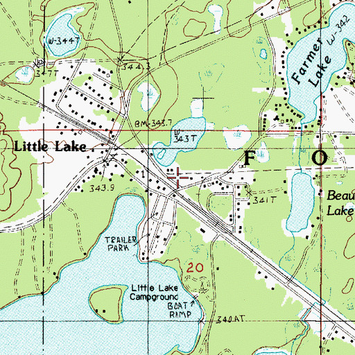 Topographic Map of Little Lake Station, MI