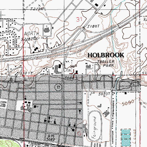 Topographic Map of Holbrook Hospital (historical), AZ