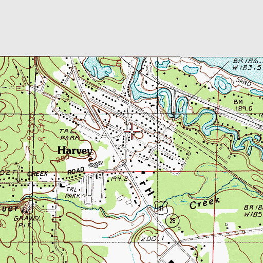 Topographic Map of Harvey Post Office (historical), MI