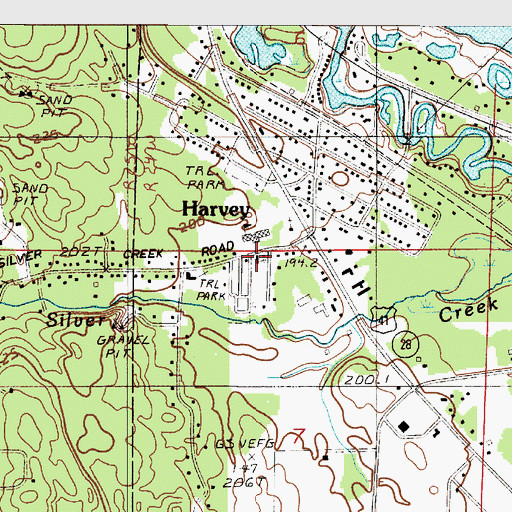 Topographic Map of Harvey Baptist Church, MI