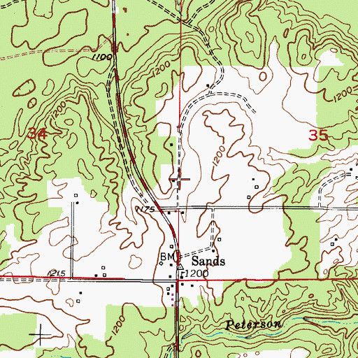 Topographic Map of Shiloh Baptist Church, MI