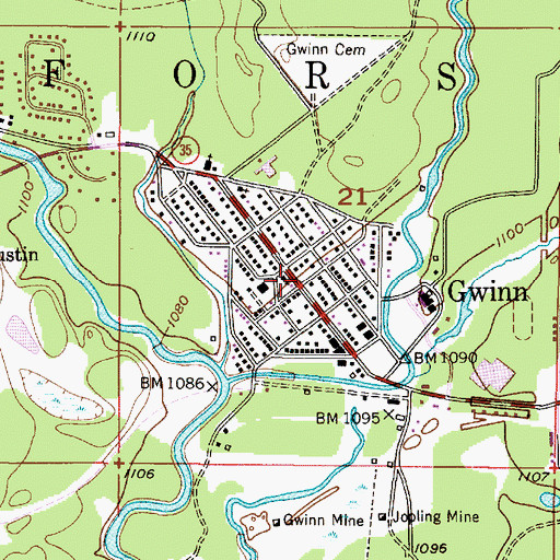 Topographic Map of United Methodist Church, MI