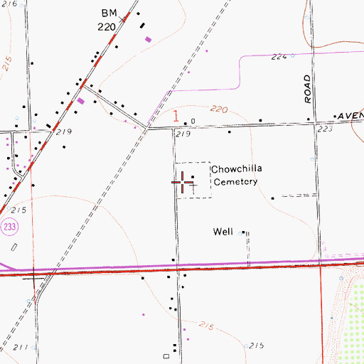 Topographic Map of Chowchilla Cemetery, CA