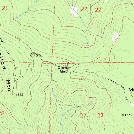 Topographic Map of Chris Gap, CA