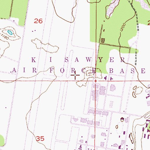 Topographic Map of Sawyer International Airport, MI