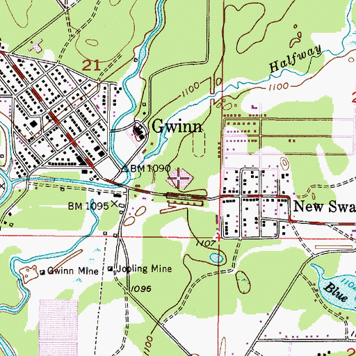 Topographic Map of Gwinn Middle School, MI