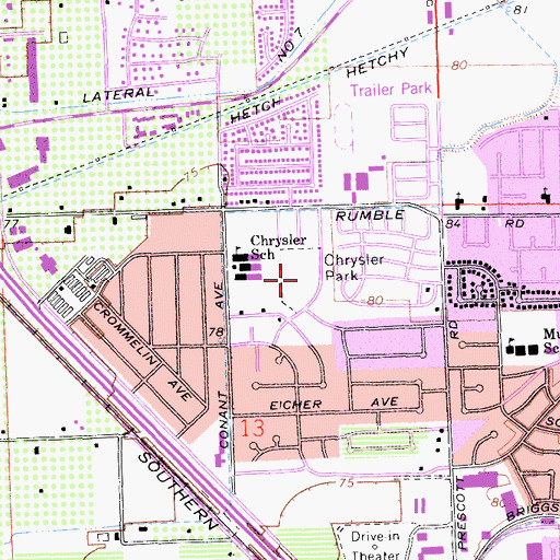 Topographic Map of Chrysler Park, CA